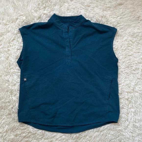 Figs Tops - Figs Sleeveless Mock Neck Top in Teal